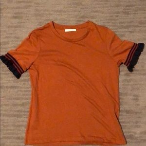 Zara t shirt with ruffle sleeves